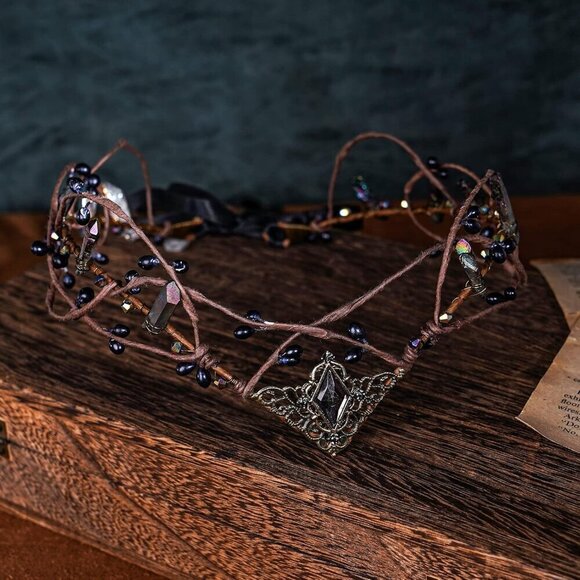 Elf Crystal Crown Tiara Fairy Headpiece Renaissance Cosplay Wedding
